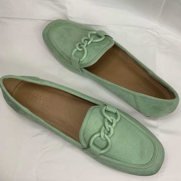 ASOS Design Mint Green Loafers with Chain Detail, size 9 - Picture 10 of 13